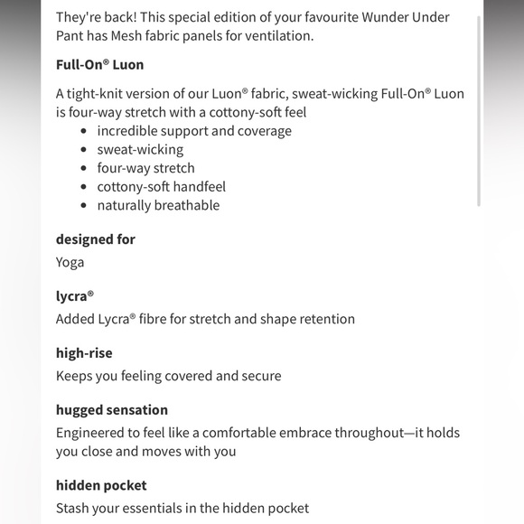 🍋  Lululemon Wunder Under High Rise Tech Mesh 28” - Picture 15 of 15